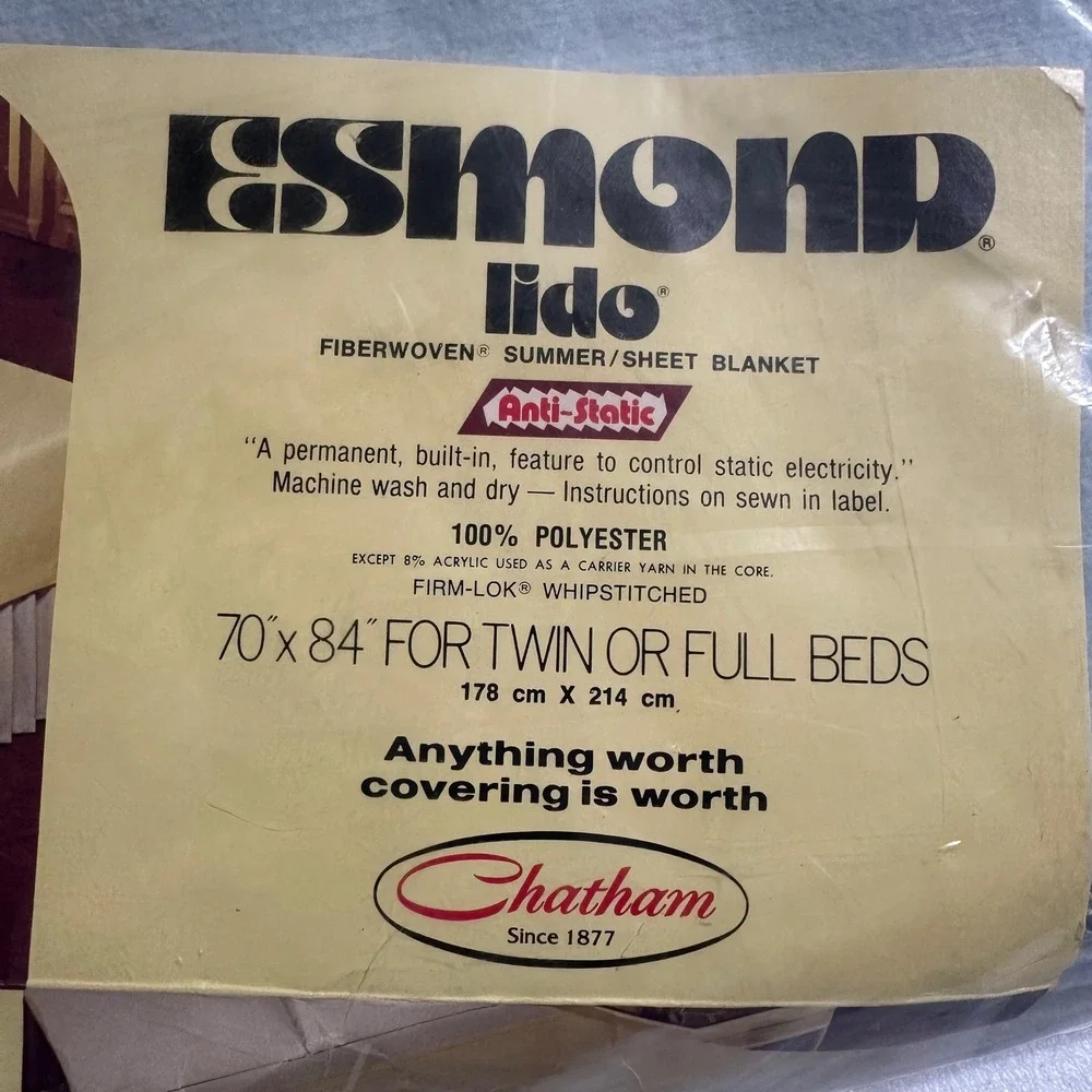 Esmond Lido‎ Chatham Fiberwoven Summer Sheet Blanket Anti-Static Blue New 70x84